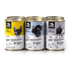 3coty 75.A Multipack pour Chatons 6 x 390g. ALIMENTATION POUR CHATON NATURELLE, COMPLÈTE ET ÉQUILIBRÉE. INGRÉDIENTS : 100% VIANDE NATURELLE et dérivés animaux cuits dans leur propre bouillon nutritif.